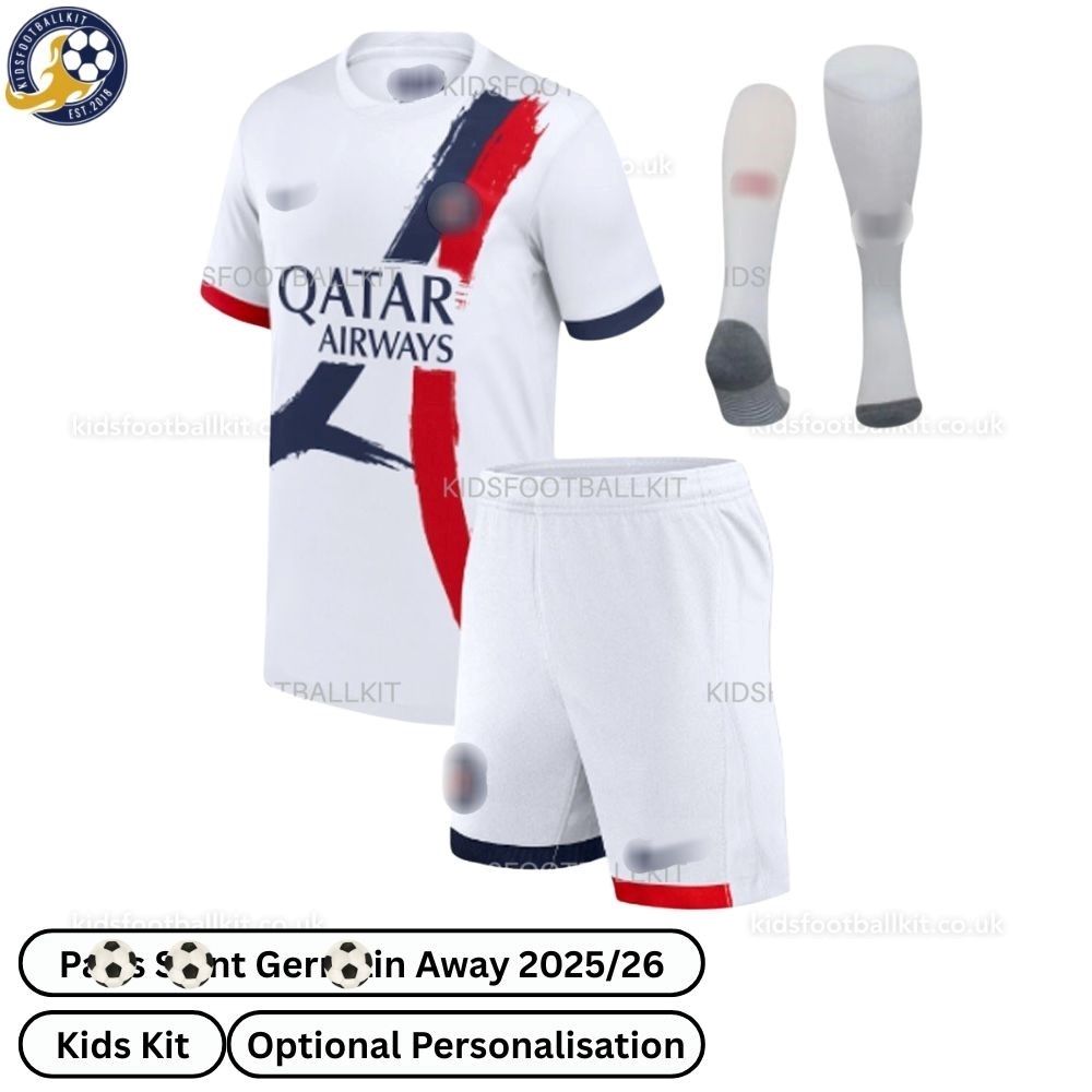 P^_^SG Away Kids Football Kit 2025/26 (With socks)